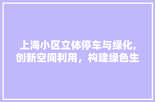 上海小区立体停车与绿化,创新空间利用，构建绿色生态家园