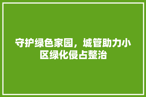 守护绿色家园，城管助力小区绿化侵占整治