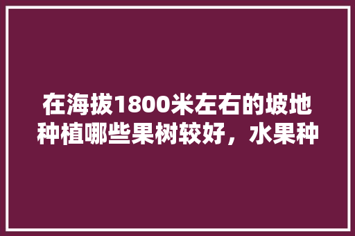 在海拔1800米左右的坡地种植哪些果树较好，水果种植园。 在海拔1800米左右的坡地种植哪些果树较好，水果种植园。 土壤施肥