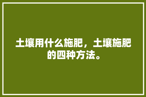 土壤用什么施肥，土壤施肥的四种方法。 土壤用什么施肥，土壤施肥的四种方法。 土壤施肥