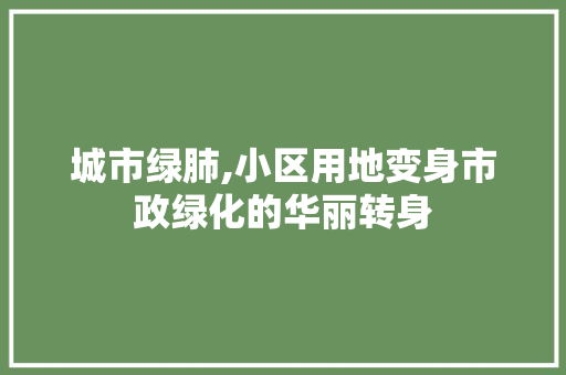 城市绿肺,小区用地变身市政绿化的华丽转身