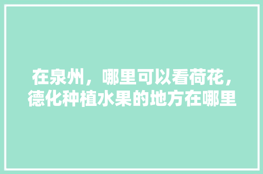 在泉州，哪里可以看荷花，德化种植水果的地方在哪里。 在泉州，哪里可以看荷花，德化种植水果的地方在哪里。 家禽养殖