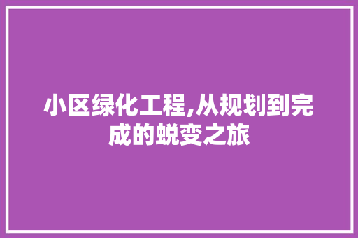 小区绿化工程,从规划到完成的蜕变之旅