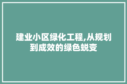 建业小区绿化工程,从规划到成效的绿色蜕变