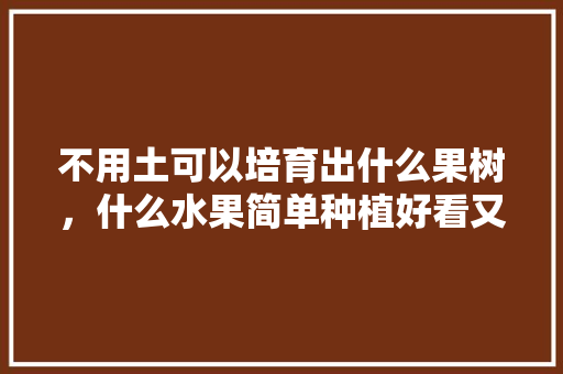 不用土可以培育出什么果树，什么水果简单种植好看又好吃。 畜牧养殖