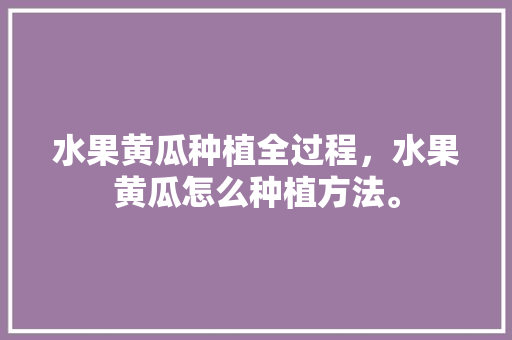 水果黄瓜种植全过程，水果黄瓜怎么种植方法。