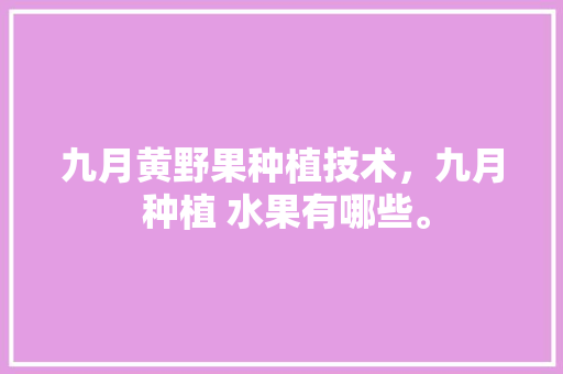 九月黄野果种植技术，九月 种植 水果有哪些。