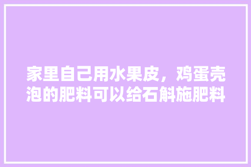 家里自己用水果皮，鸡蛋壳泡的肥料可以给石斛施肥料吗，种植水果用蛋壳好吗。