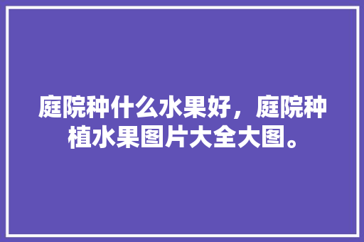 庭院种什么水果好，庭院种植水果图片大全大图。