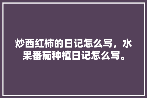 炒西红柿的日记怎么写，水果番茄种植日记怎么写。