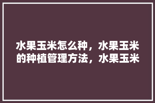 水果玉米怎么种，水果玉米的种植管理方法，水果玉米品种及种植方法。