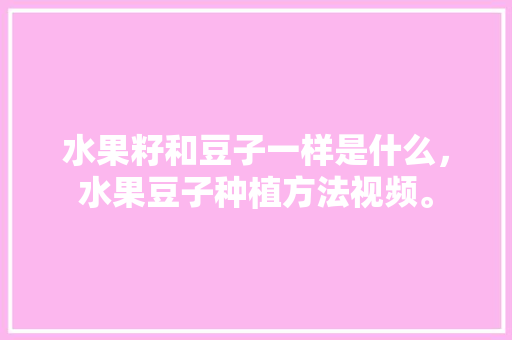 水果籽和豆子一样是什么，水果豆子种植方法视频。