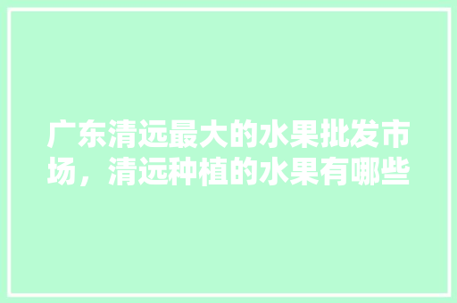 广东清远最大的水果批发市场，清远种植的水果有哪些。 水果种植