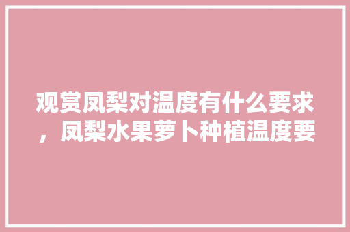 观赏凤梨对温度有什么要求，凤梨水果萝卜种植温度要求。