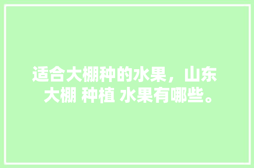 适合大棚种的水果，山东 大棚 种植 水果有哪些。