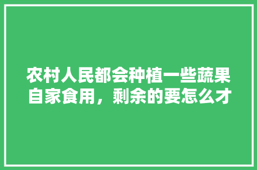 农村人民都会种植一些蔬果自家食用，剩余的要怎么才能销售出去，自家水果种植成功案例视频。