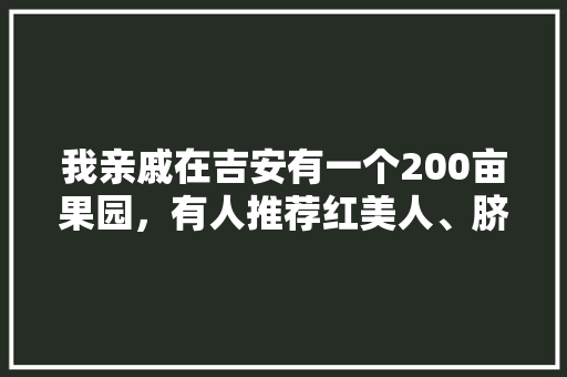 我亲戚在吉安有一个200亩果园，有人推荐红美人、脐橙、金秋砂糖桔，种哪种比较合适，适合吉安种植的水果有哪些。