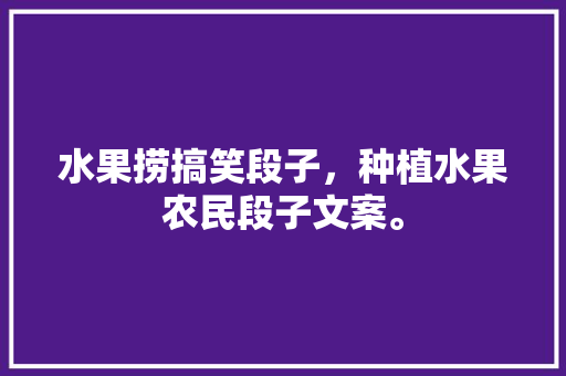 水果捞搞笑段子，种植水果农民段子文案。