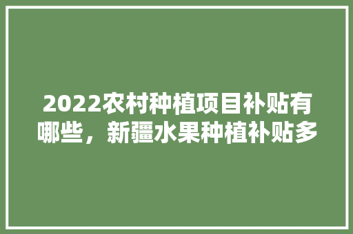 2022农村种植项目补贴有哪些，新疆水果种植补贴多少钱。