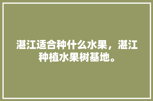 湛江适合种什么水果，湛江种植水果树基地。