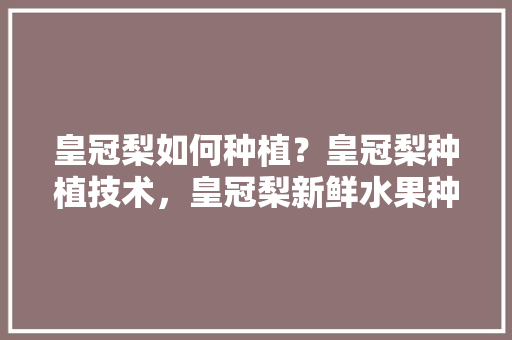 皇冠梨如何种植？皇冠梨种植技术，皇冠梨新鲜水果种植方法。