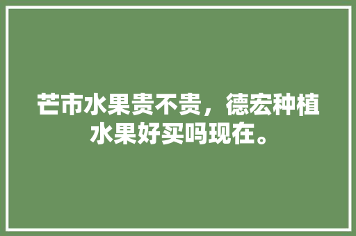 芒市水果贵不贵，德宏种植水果好买吗现在。