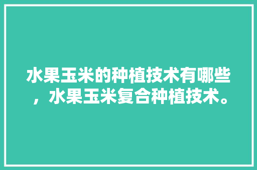 水果玉米的种植技术有哪些，水果玉米复合种植技术。