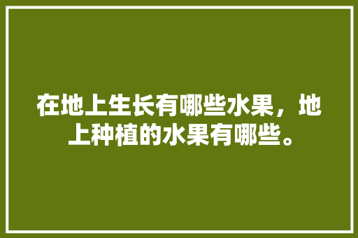 在地上生长有哪些水果，地上种植的水果有哪些。 家禽养殖