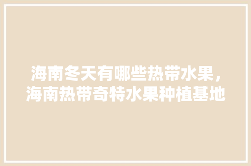 海南冬天有哪些热带水果，海南热带奇特水果种植基地。