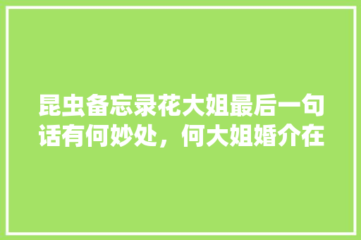 昆虫备忘录花大姐最后一句话有何妙处，何大姐婚介在哪里。