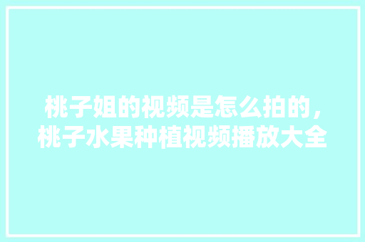 桃子姐的视频是怎么拍的，桃子水果种植视频播放大全。