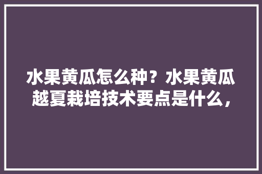 水果黄瓜怎么种？水果黄瓜越夏栽培技术要点是什么，水果黄瓜种植及管理。