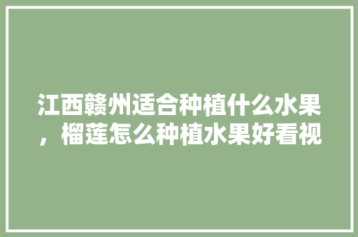 江西赣州适合种植什么水果，榴莲怎么种植水果好看视频。