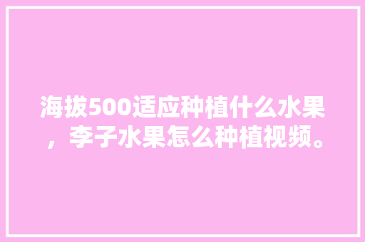 海拔500适应种植什么水果，李子水果怎么种植视频。