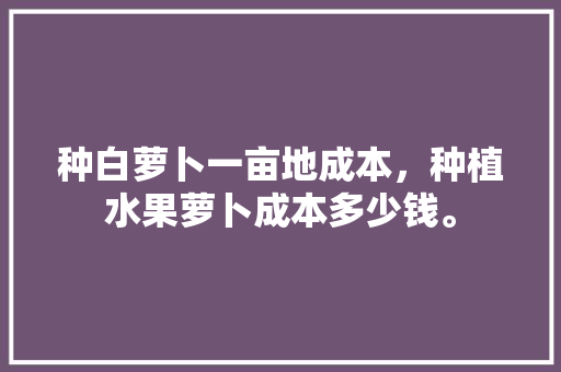 种白萝卜一亩地成本，种植水果萝卜成本多少钱。