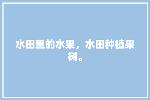 水田里的水果，水田种植果树。 家禽养殖