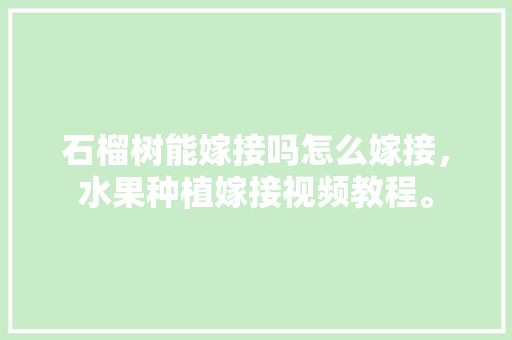 石榴树能嫁接吗怎么嫁接，水果种植嫁接视频教程。 家禽养殖