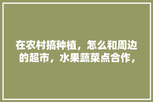 在农村搞种植，怎么和周边的超市，水果蔬菜点合作，小型种植户如何销售水果产品。 水果种植