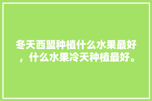 冬天西盟种植什么水果最好，什么水果冷天种植最好。 蔬菜种植