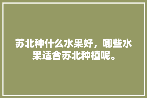 苏北种什么水果好，哪些水果适合苏北种植呢。 土壤施肥