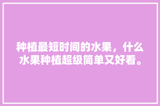 种植最短时间的水果，什么水果种植超级简单又好看。 蔬菜种植