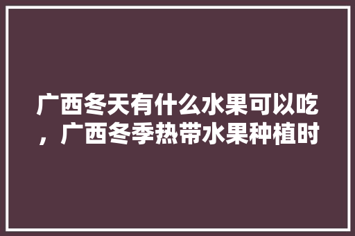 广西冬天有什么水果可以吃，广西冬季热带水果种植时间。 土壤施肥