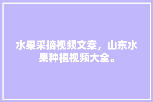 水果采摘视频文案，山东水果种植视频大全。