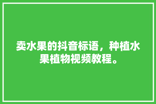 卖水果的抖音标语，种植水果植物视频教程。