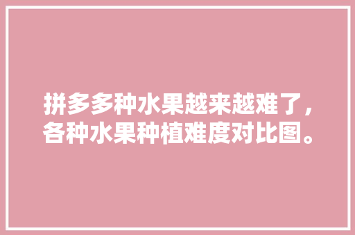 拼多多种水果越来越难了，各种水果种植难度对比图。