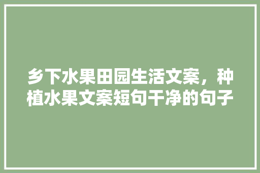 乡下水果田园生活文案，种植水果文案短句干净的句子。