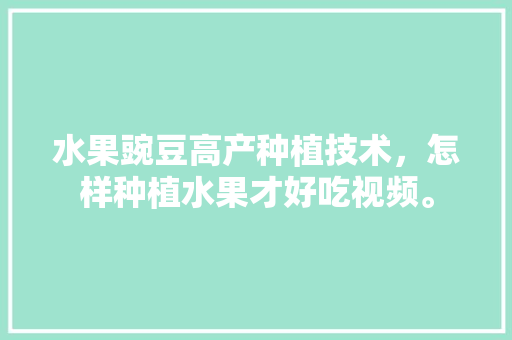 水果豌豆高产种植技术，怎样种植水果才好吃视频。