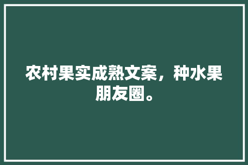 农村果实成熟文案，种水果朋友圈。