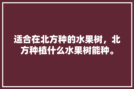 适合在北方种的水果树，北方种植什么水果树能种。