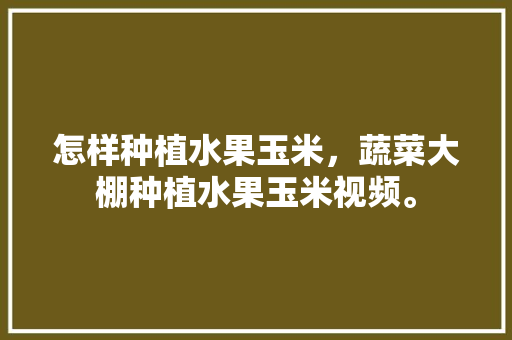 怎样种植水果玉米，蔬菜大棚种植水果玉米视频。 畜牧养殖